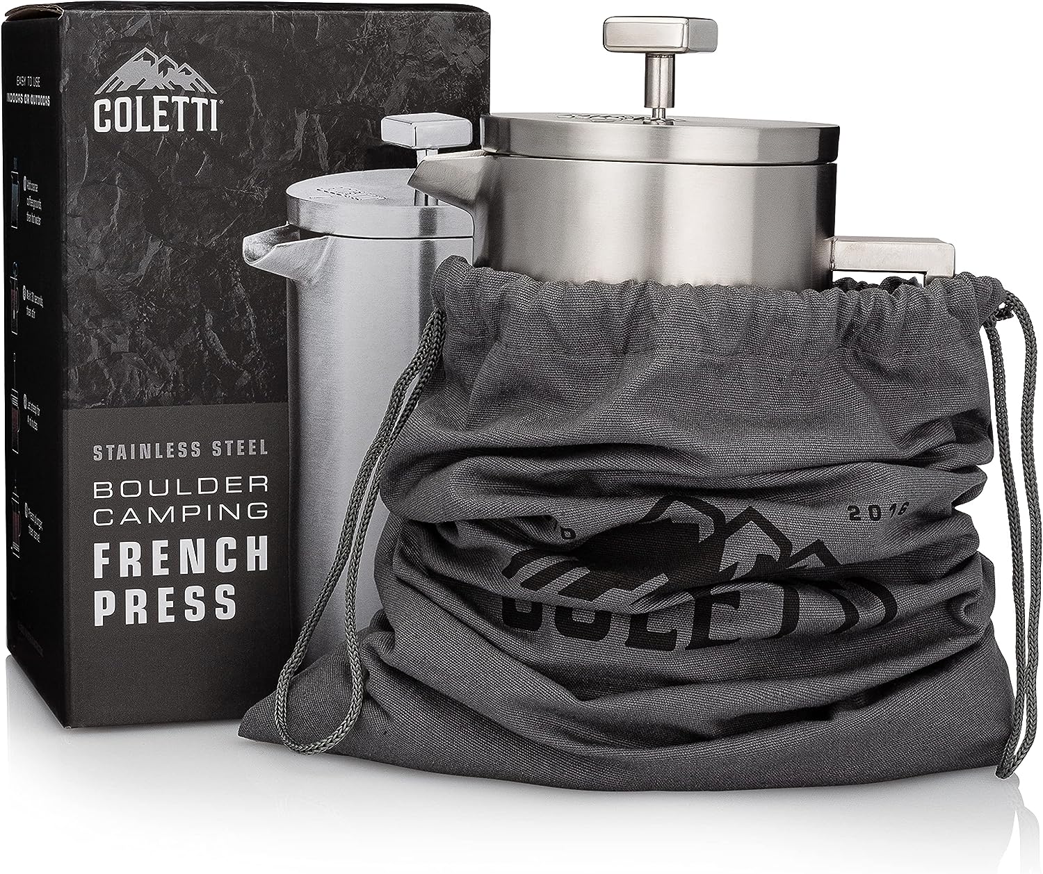 COLETTI Boulder Camping French Press (An American Press) - Large Insulated French Press Coffee Maker – 10 CUP