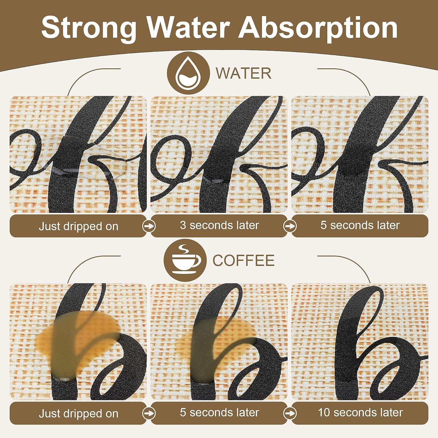 DK177 Coffee Mat Coffee Bar Mat - Hide Stain Absorbent Rubber Backed Quick Drying Mat Fit Under Coffee Maker Espresso Machine - Coffee Bar Accessories Kitchen Counter Dish Drying Mat, 19x12