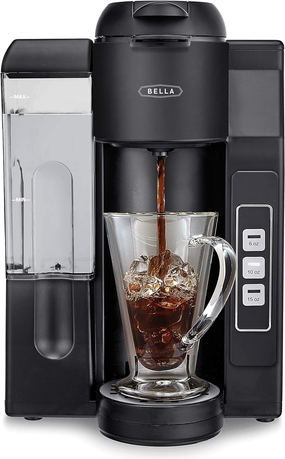 BELLA Single Serve Coffee Maker, Dual Brew, K-cup Compatible - Ground Coffee Brewer with Removable Water Tank  Adjustable Drip Tray, Perfect for Travel