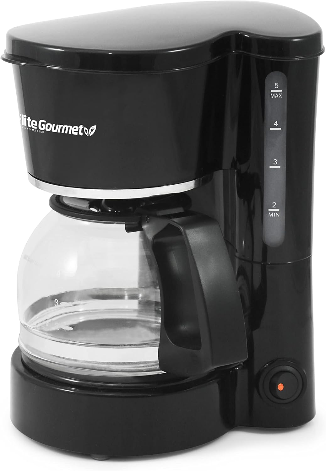 Elite Gourmet EHC-5055 Automatic Brew  Drip Coffee Maker with Pause N Serve Reusable Filter, On/Off Switch, Water Level Indicator, Black