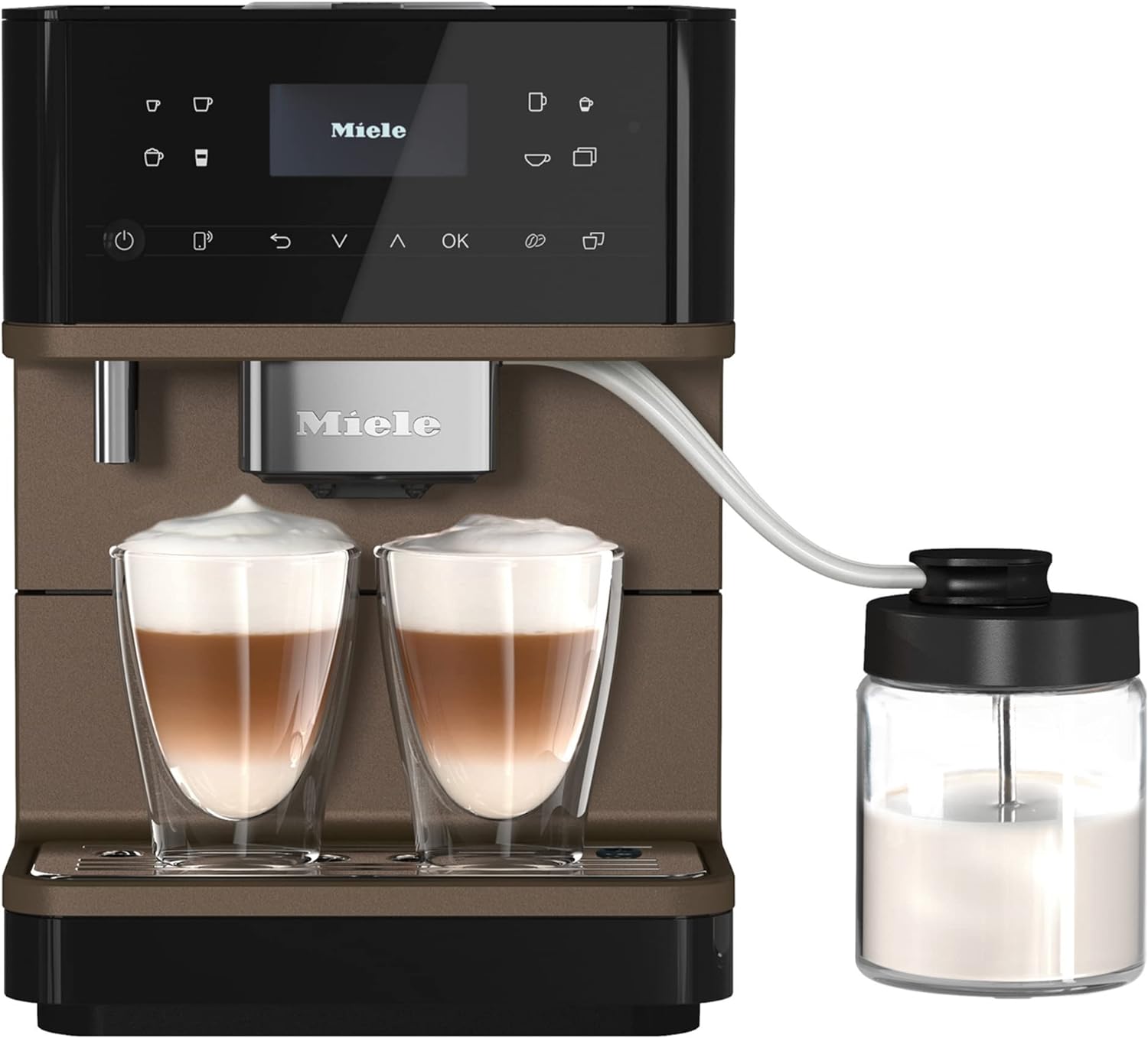 Miele CM 6160 MilkPerfection Automatic Coffee Machine - OneTouch for Two, AromaticSystem, 4 individual profiles, DoubleShot, WiFi-compatible, LED lighting, easy cleaning, in Obsidian Black
