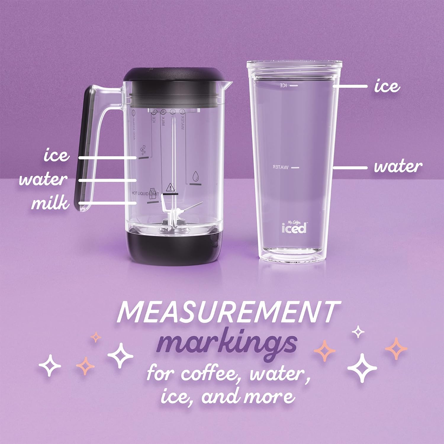 Mr. Coffee 3-in-1 Single-Serve Frappe, Iced  Hot Coffee Maker  Blender w/Reusable Filter, Scoop, Recipe Book, 2 Tumblers, Lids and Straws, Lavender